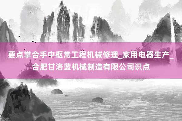 要点掌合手中枢常工程机械修理_家用电器生产_合肥甘洛蓝机械制造有限公司识点