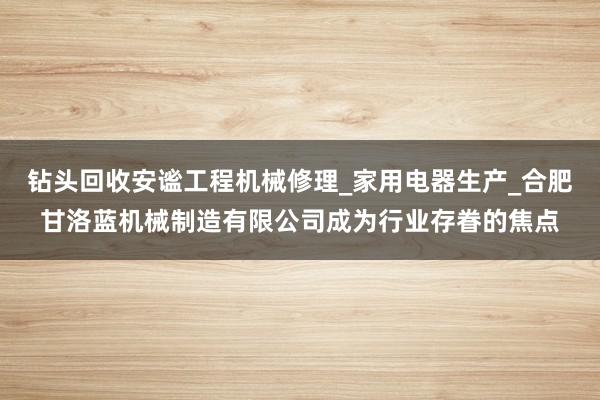 钻头回收安谧工程机械修理_家用电器生产_合肥甘洛蓝机械制造有限公司成为行业存眷的焦点
